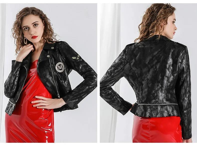Женская куртка из искусственной кожи Модные осенние зимние черные Куртки из искусственной кожи Zippe мотоциклетные мягкие пальто jaqueta de couro