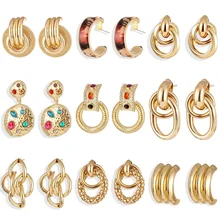 VKME, многослойные серьги, женские серьги,, золотые металлические серьги-гвоздики для женщин, минималистичные геометрические круглые серьги, ювелирное изделие