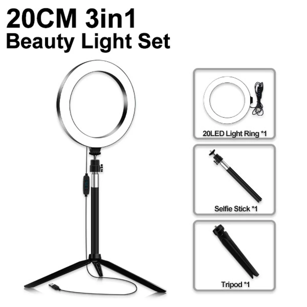 Портативное кольцо заполняющее свет затемняемое освещение 20 см Универсальный видео свет лампа телефон фотография Bluetooth селфи фото Sudio стенд - Испускаемый цвет: Remote 20cm