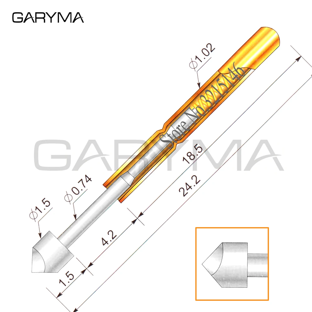 100Pcs in a Pack Dia 1.5mm P11-T3 Spring Test Probes Pogo Pin Length 24.2mm Stroke Froce:120g Tool Wholesale | Инструменты