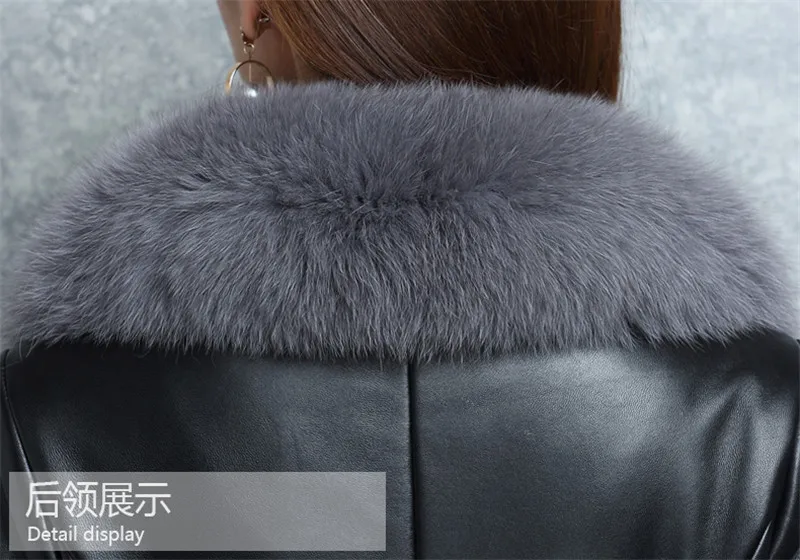 Женская кожаная куртка, зимнее пальто, новинка, с воротником из искусственного лисьего меха, плюс хлопок, теплые длинные женские Куртки из искусственной кожи, пальто, S-4XL, W1416