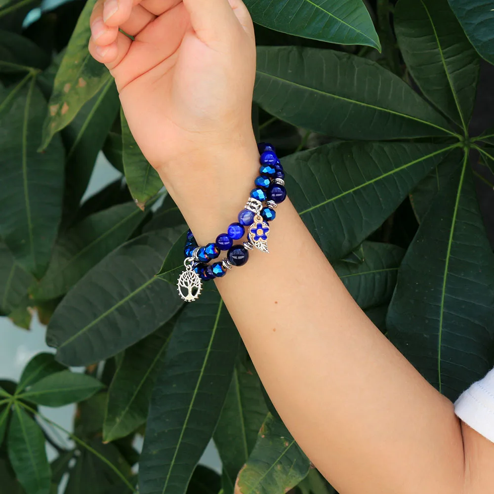 Purple Agate Beaded Wristband for Women - Dressy Jewelry Watch Strap Replacement
