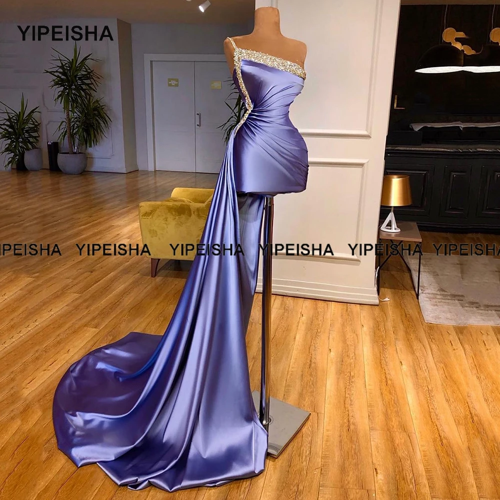 Yipeisha Short Cocktail Dress Latest One Shoulder Luxury Beads Women Formal Party Gowns Dubai Arabic Pageant Dresses