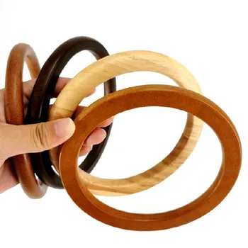 1PC Round Handcrafted Nature Wooden Handle Bag Handle Replacement For DIY Making Purse Handbag Circle Handle
