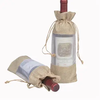 

10pcs Wine Bottle Cover Bags With Drawstring Plain Wine Totes Bottle Wrap Gift Pouches Dust-Proof Champagne Bags