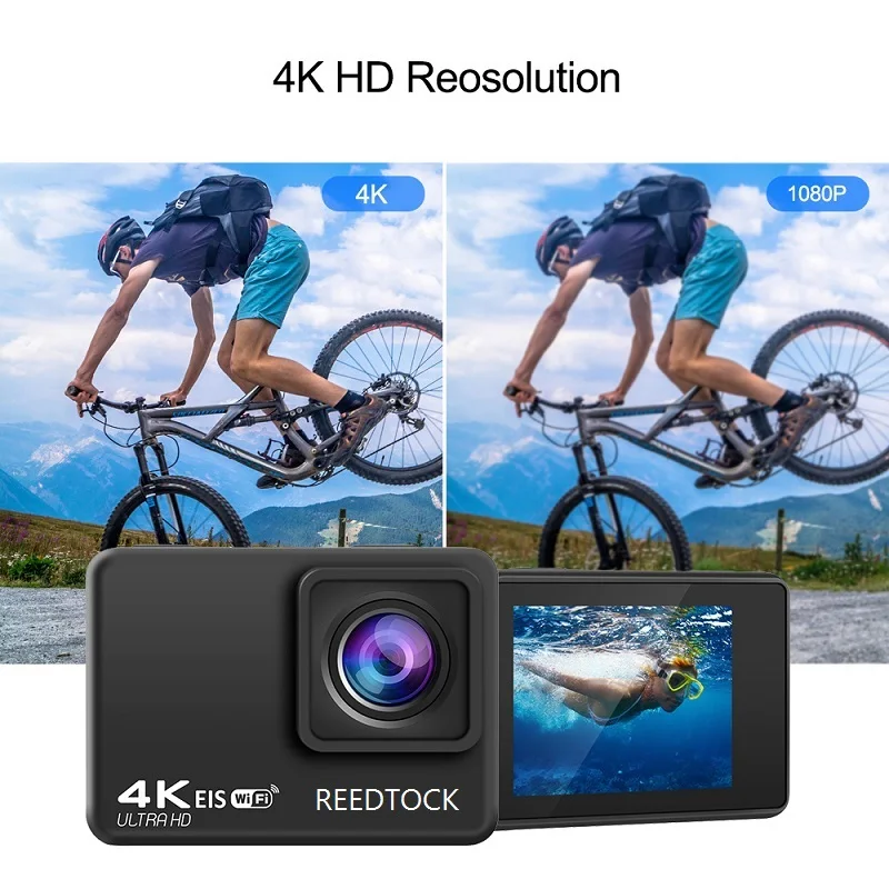 Helmet Action Camera 4K 60FPS 20MP 2.0 Touch LCD 4X EIS Dual Screen WiFi Waterproof Remote Control Webcam Sport Video Recorder