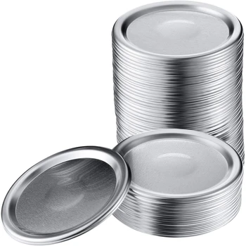 

72 Split-Type Lids Reusable Leak Proof Storage Solid Caps Metal Canning Jar Lids Compatible with Regular Mouth Mason Jar