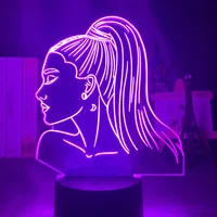 Cantante Ariana Grande 3d lámpara de noche para regalo para los Fans decoración de dormitorio luz Sensor táctil Led de cambio de Color de trabajo lámpara de escritorio de la celebridad