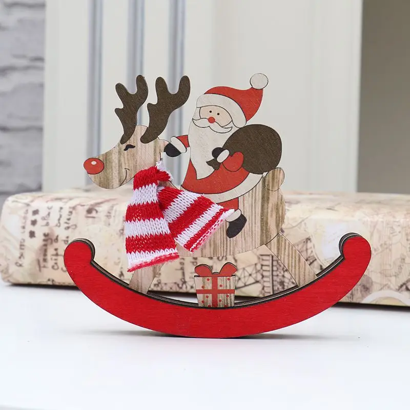 Дед Мороз деревянная лошадка-качалка деревянное Рождественское украшение для стола праздничный подарок для детей