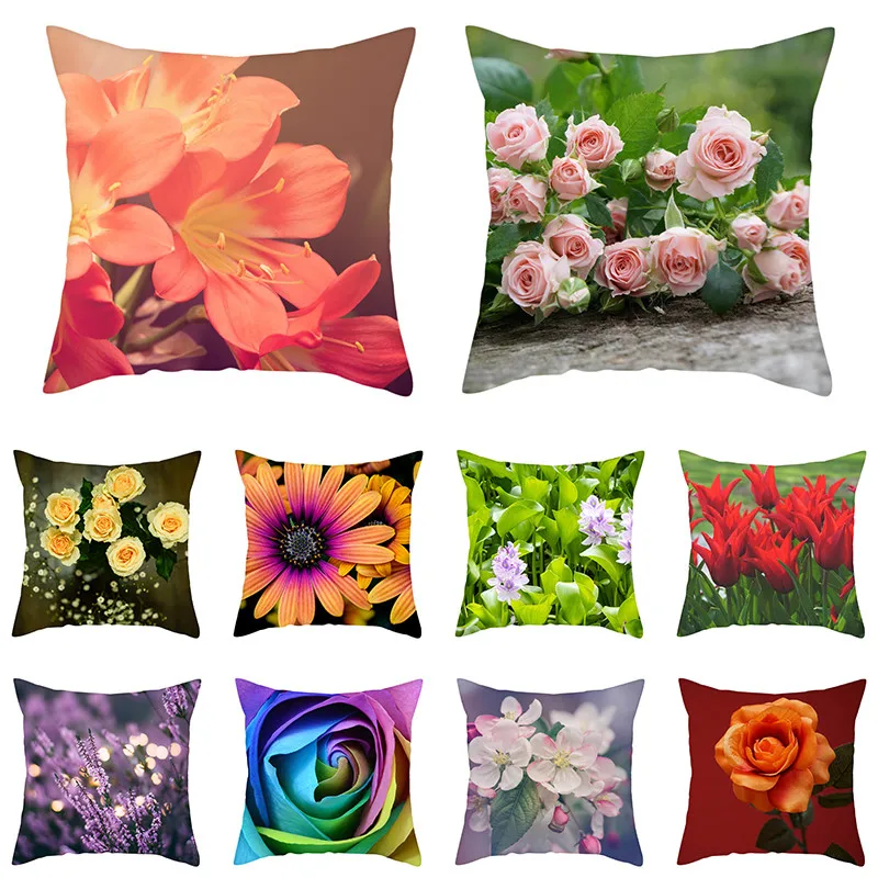 Fuwatacchi наволочки с цветком орхидеи, цветные декоративные наволочки с розами для домашнего дивана, полиэфирные подушки, Наволочки 45*45 см