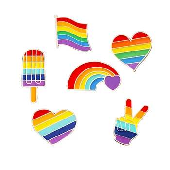 

Colorful LGBT Design Pins Brooch Creative Rainbow Heart Finger Flag Enamel Pin Gay Lesbian Jackets Lapel Badges Fashion Jewelry