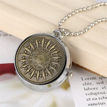 

Mini Hot Animation Kuroshitsuji Theme Pendant Watch Quartz Movement Bronze Rotatable Cover Design Necklace Watch for Children