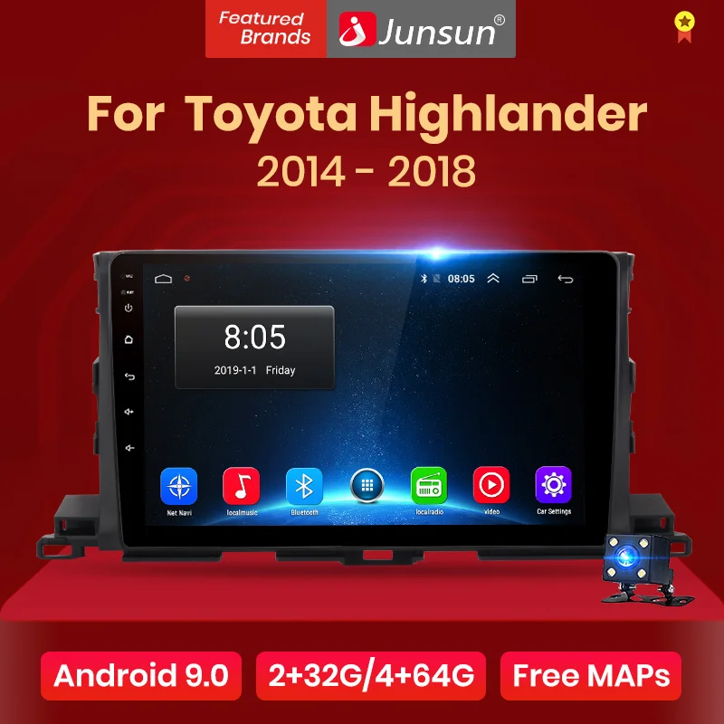 Автомагнитола Junsun V1 для Toyota мультимедийный видеоплеер на Android 10 0 2 Гб ОЗУ 32 ПЗУ с GPS