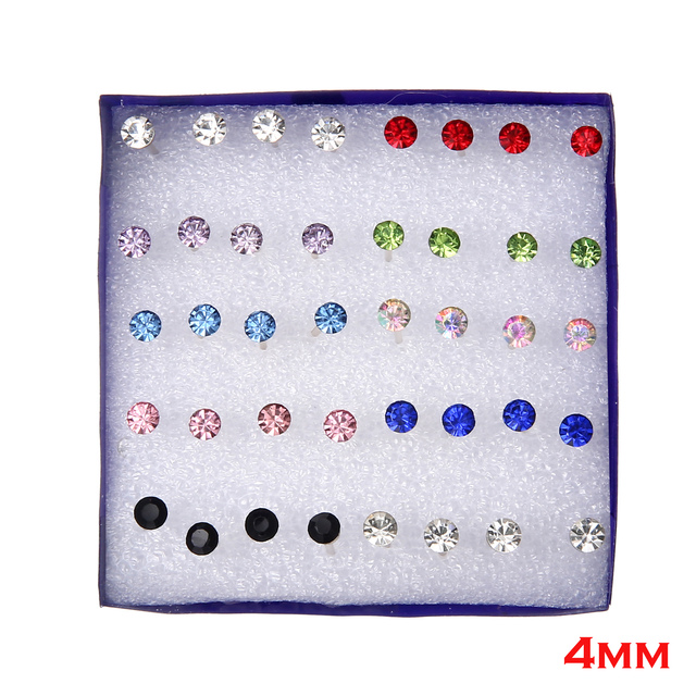pairs/set White Crystal Earrings Set For Women Earring Set Jewelry Rhinestones Stud Earrings kit Pack lots brincos