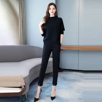 

Women 2020 Spring Autumn Two Piece Set Long Sleeve Tops Tracksuit Female High Waist Pants Ladies Suit Casual 2 Piece Set T391