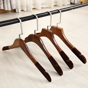 

10 pcs/lot Anti-skid Retro Wooden Solid Wood Clothes Hanger Pants Rack Household Adult Clothes Support
