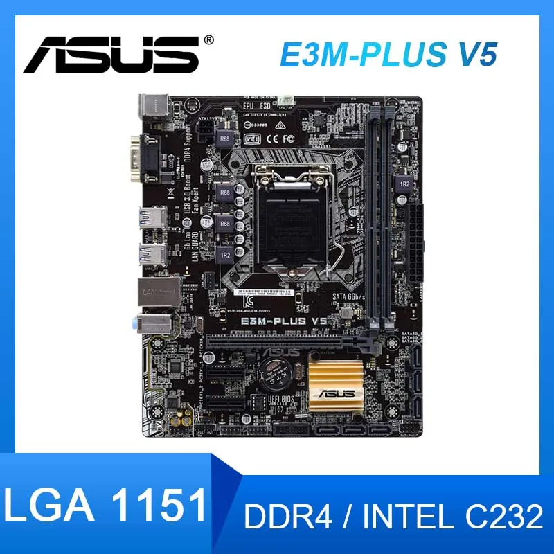 Материнская плата Asus E3M-PLUS V5 LGA 1151 DDR4 RAM 32GB для шестого поколения памяти Core PCI-E 3 0 SATA