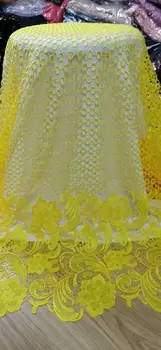 

Gold yellow New African Very soft Lace Fabric French Embroidery Tulle Fabric African Lace Fabric For Nigeria Wedding 5yards/lot