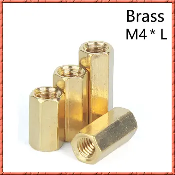 

50-100Pcs/lot long nuts M4*L Hexagonal brass column monitoring security camera stud internal thread copper nut long nut