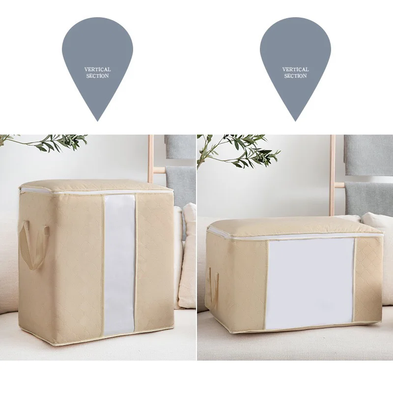 Квалифицированная сумка для хранения, коробка, портативный органайзер, Нетканая подложка, сумка для хранения коробок, Бамбуковая сумка для хранения одежды - Цвет: Светло-желтый