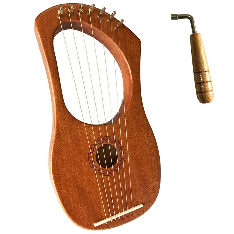 Оркестровый музыкальный инструмент Harp семиструнный Liqin с ключом для
