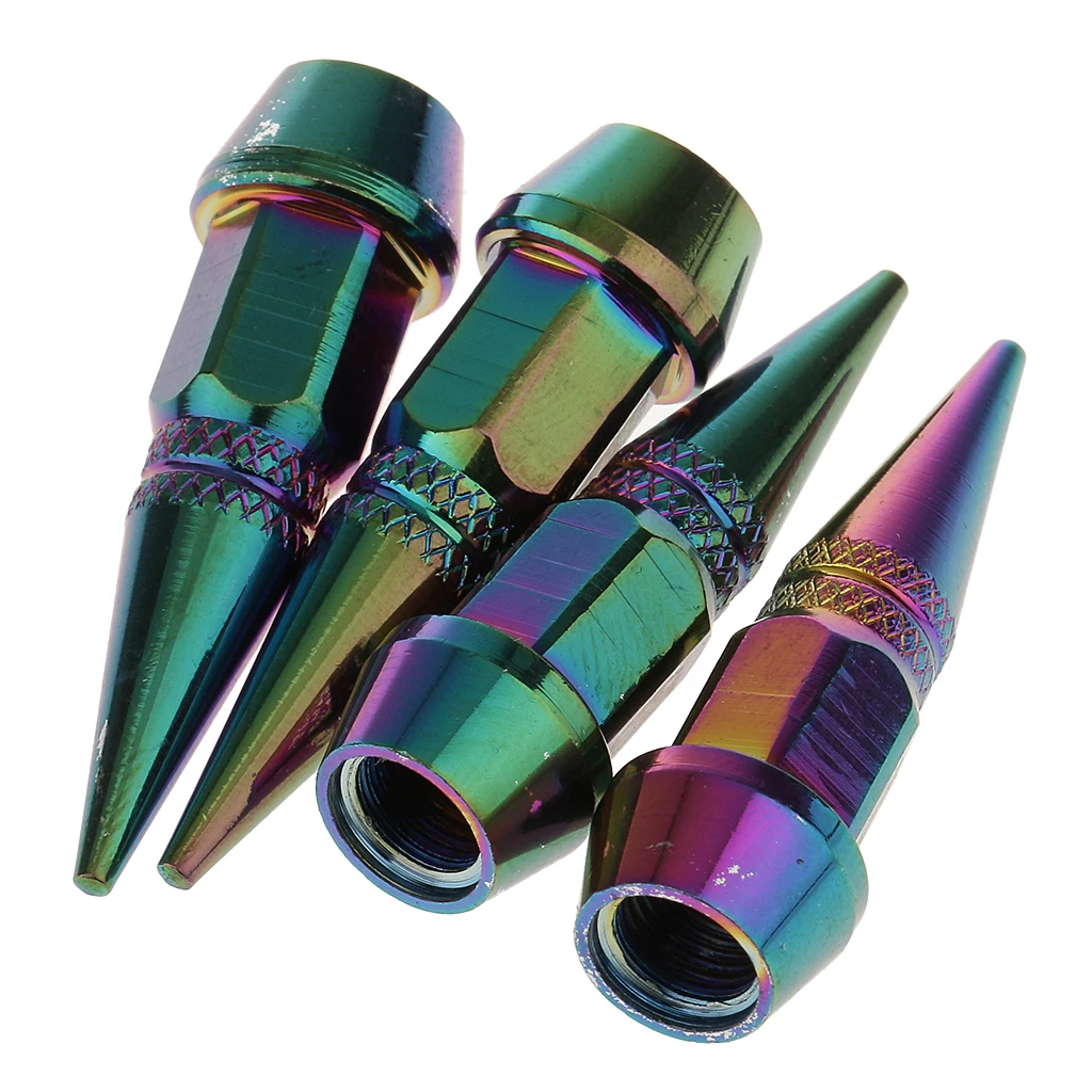

4x Long Valve Stem Caps Metal Thread Set for Wheel Tires Multicolor