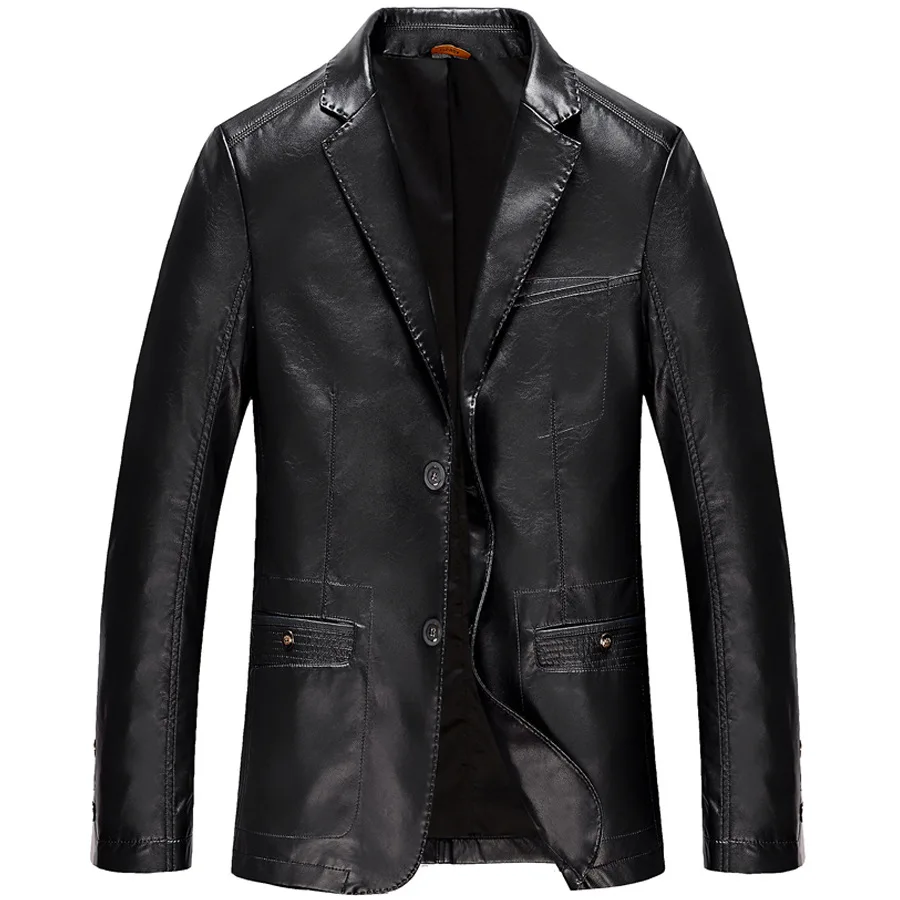 

2018 Men's Spring And Autumn New Style pi xi zhuang Men's PU Leather Business Leather Coat Men's Thin Coat