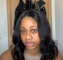 Transparente pelucas de encaje de la peluca de la onda del cuerpo de 13x4x1 frente de encaje pelucas de cabello humano Pre arrancó parte de encaje peluca para las mujeres negras Wondergirl