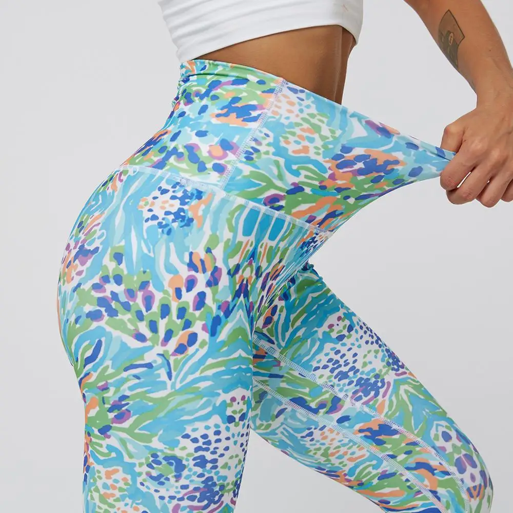 

Women Fitness Yoga Pants Slim High waist Sport Leggings Gym Elastic Romantic Printed Long Tights for Running Tummy Control