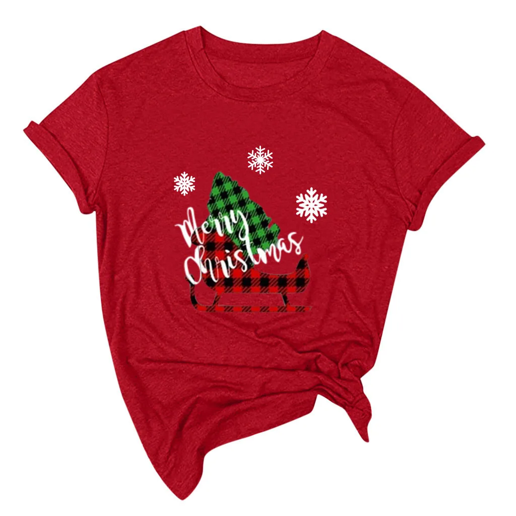 Женская футболка с рождественской елкой и надписью «Снежинка», Рождественский принт, футболка с коротким рукавом, Женская рождественская футболка Koszulki Damskie