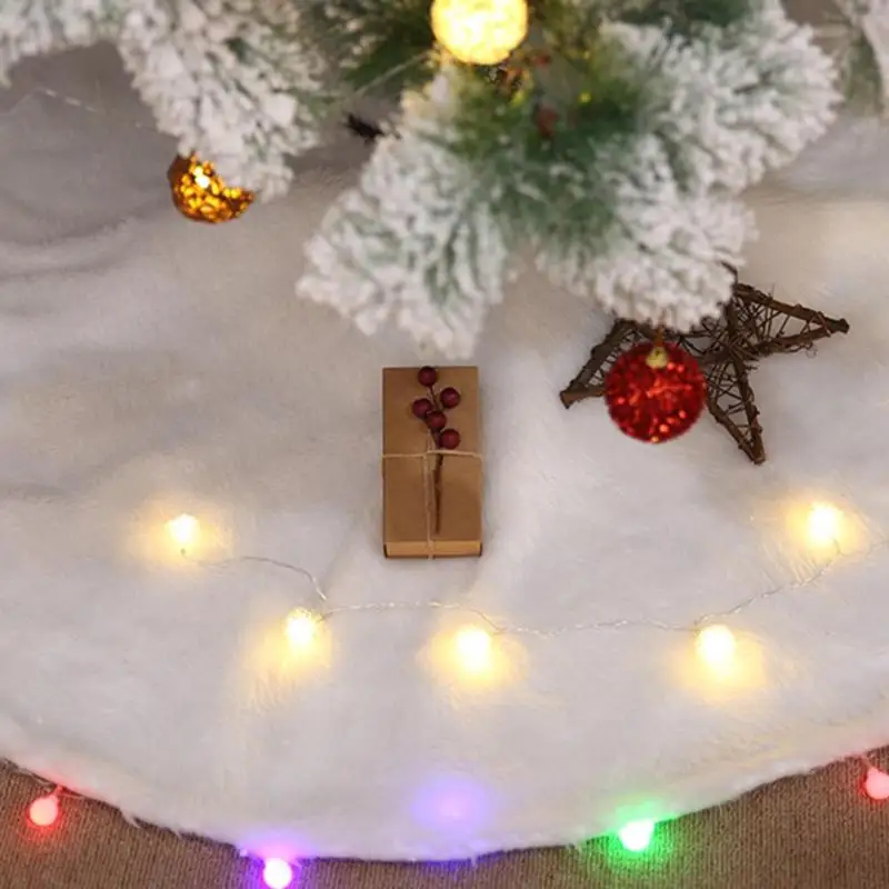 78/90/122 см белые плюшевые юбки для рождественской елки меховой ковер веселый рождественский круглый ковер для дома юбки для рождественской елки домашний декор