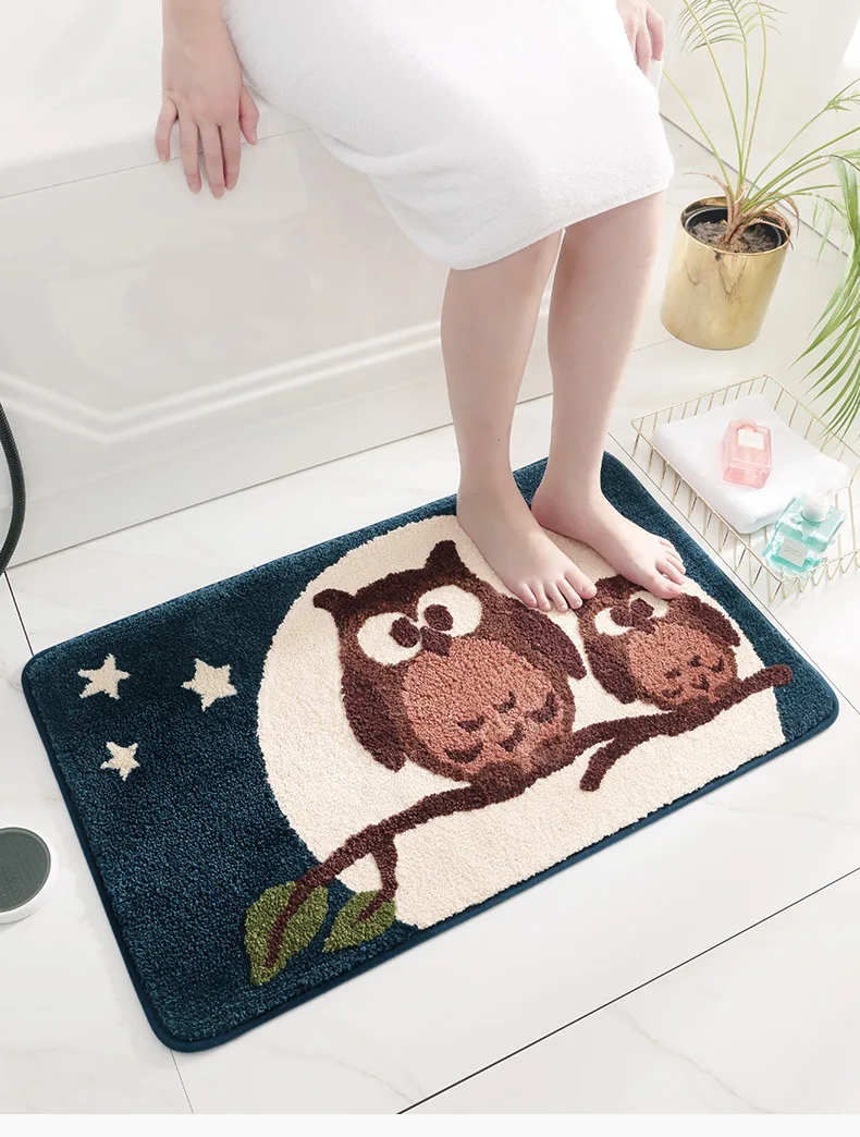 New Style Cartoon Bunk Bed Thick Velvet Doorway Mat Household Toilet Bathroom Water-Absorbing-Slip Mat Bedroom Mat
