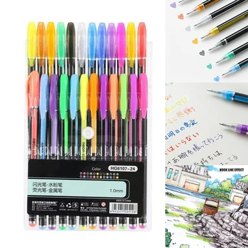 

Fluorescent Marker Pen Student Gel Pens 12 Colors to 48 Colors Artist Gel Pen Set for Craft Doodling Drawing Adult Coloring pen