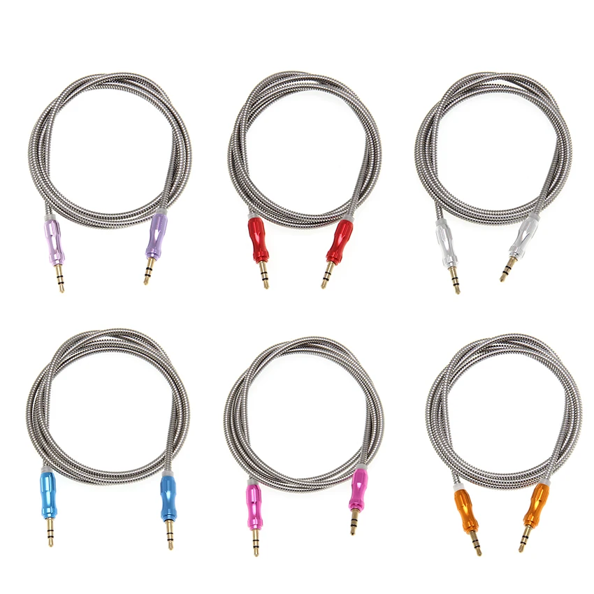 3 5mm Auxiliary Aux Audio Cable Unbroken Metal Shell Stereo Cord 1m For iPhone Samsung Xiaomi Phone Car Speaker Headphone PC