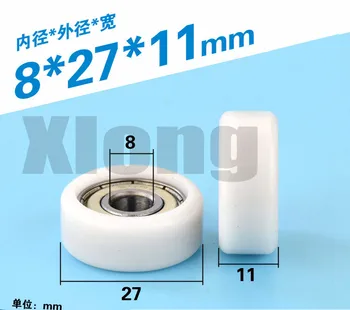 

6pcs 8*27*11mm 608ZZ Plastic Bearing Pulley POM Poly Formaldehyde Engineering Plastic Nylon Roller Drawer Showcase