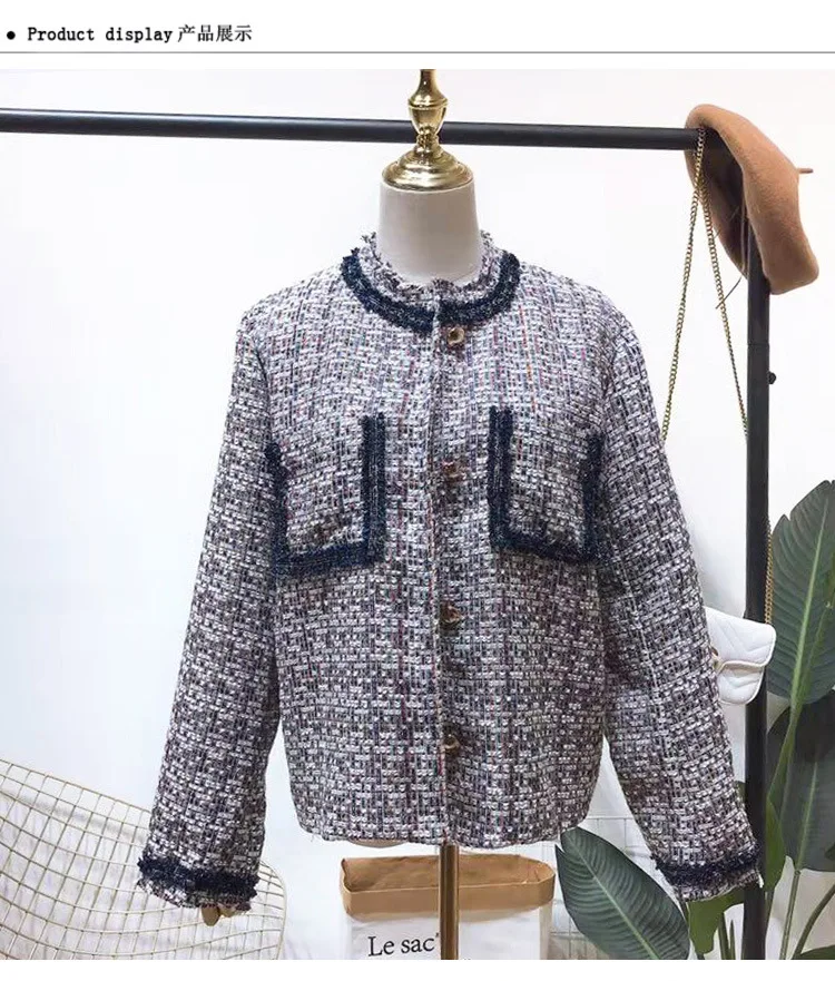 Онлайн Стиль Знаменитостей Rove Tweed изящное пальто женское короткое повседневное дебютантное элегантное модное весеннее и осеннее с длинными рукавами