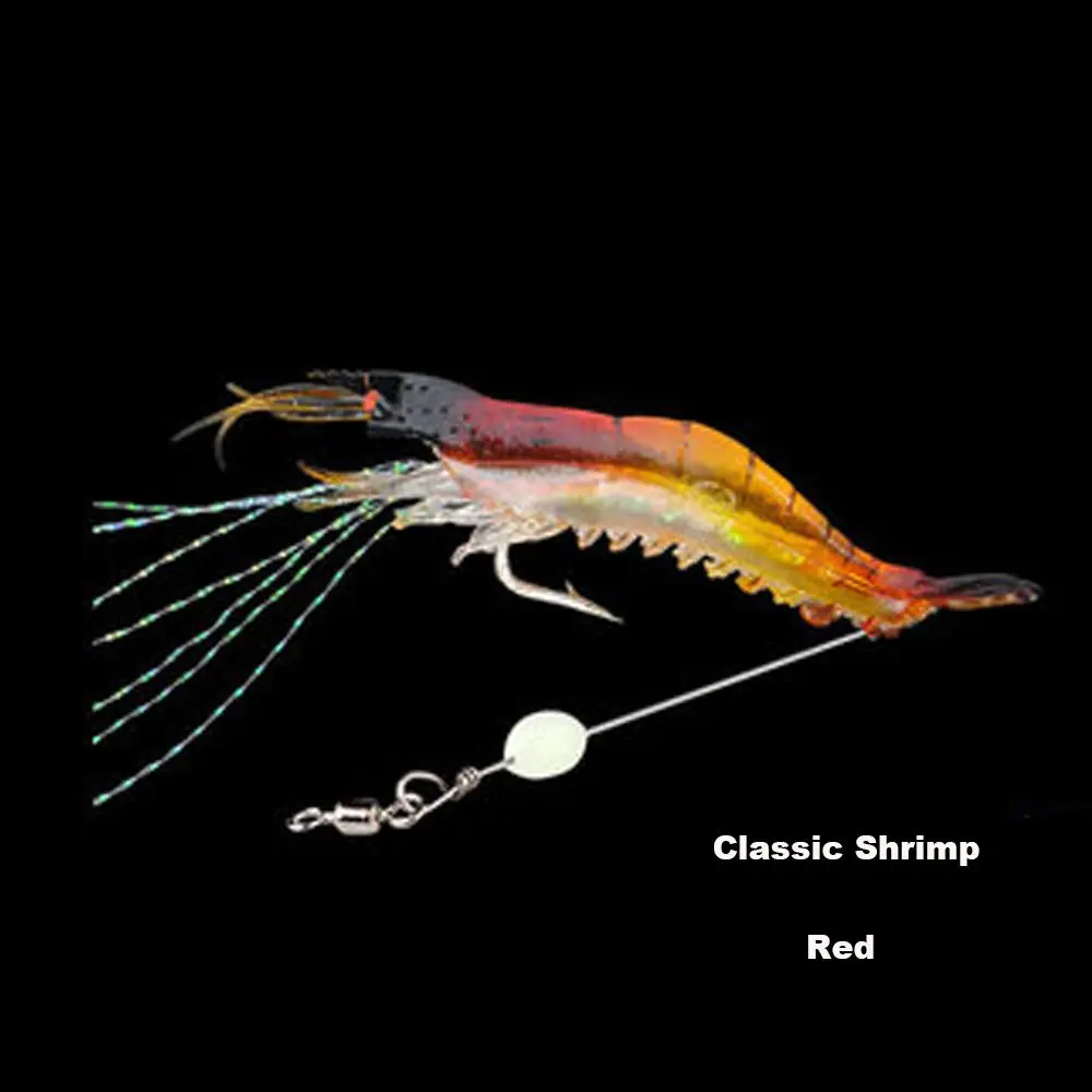 Creative Luminous Hook Worm Silicone Prawn Lure Sea Fishing Shrimp Fake Bait 