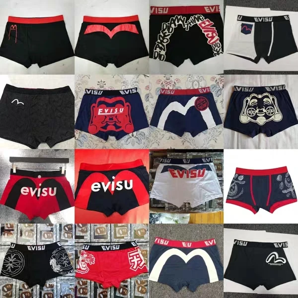 Новые полки Аутентичные Evisu повседневные мужские Tide бренд-Боксер Дышащие Боксеры хлопок печати мода боксер короткий жилет