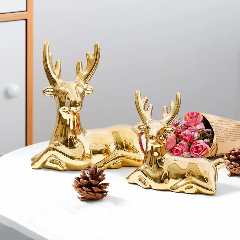 

Скандинавские креативные керамические поделки, золотой лось, современный минималистичный домашний декор, украшение для гостиной, рабочего стола, скульптура, украшения