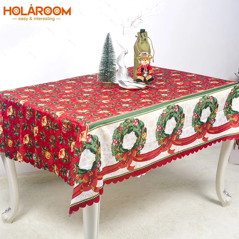 

Red table cloth Christmas tablecloth printed 150*180cm wedding decor table cover party decorative tea table cloth home navidad