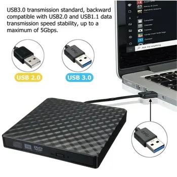 

USB3.0 High Speed Black External Combo Optical Drive CD/DVD Player CD/DVD RW ROM