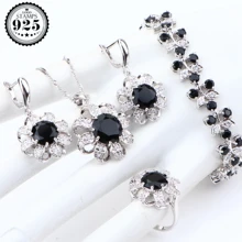 Круглый Цирконий 925 Пробы Ювелирные наборы для женщин роскошные украшения для свадебного наряда кольца серьги ожерелье кулон набор