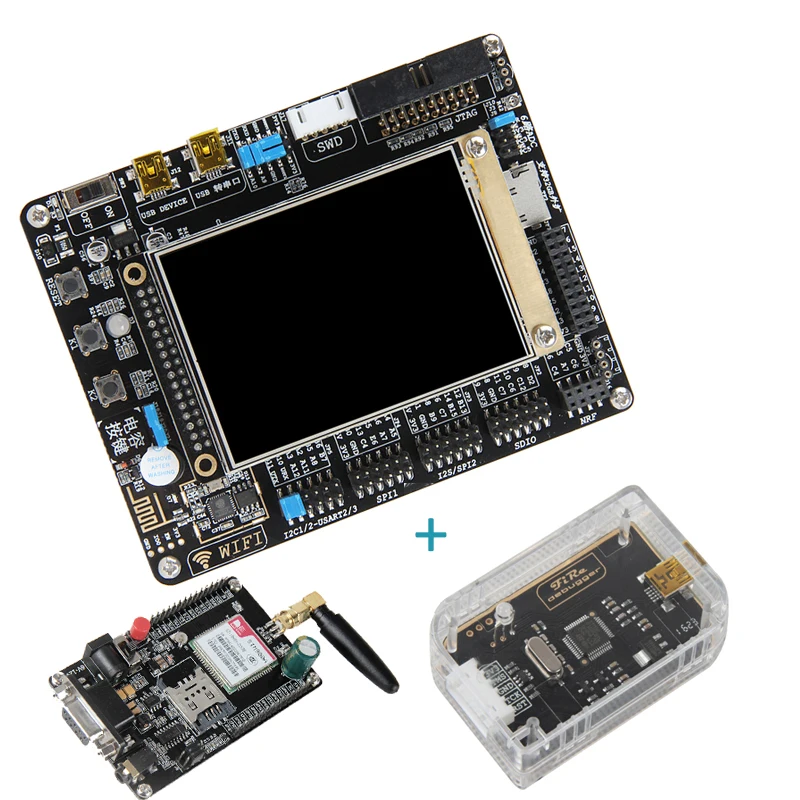 Противопожарный дебюгер STM32 макетная плата с wifi модулем+ 3,2 дюймовый ЖК TFT+ STM32 Эмулятор отладчик+ WF-SIM800A GSM/GPRS модуль