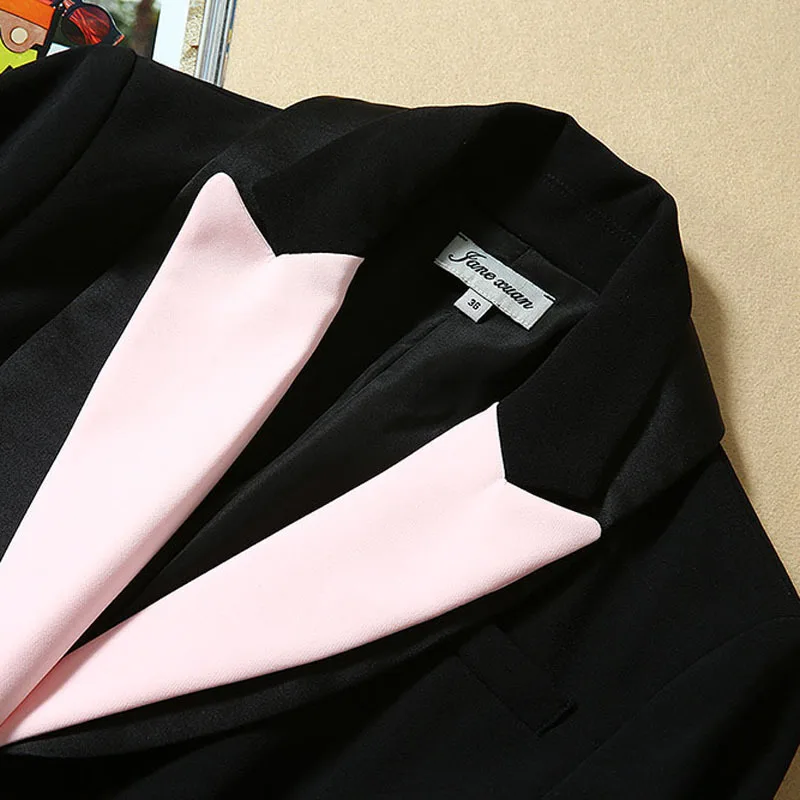 

2019 Autumn Europe And America WOMEN'S Dress New Style Contrast Color Double Collar Classic One-Button Small Suit WOMEN'S Coat
