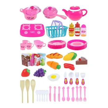 

54 Sets Of Play House Simulation Kitchen Children's Puzzle Play Role Tableware Kitchen Cut Fruit And Vegetable Toys