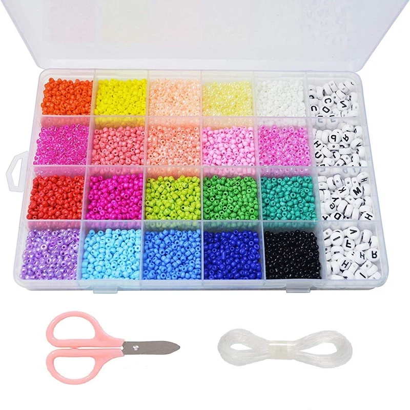 Beads Kit and 300Pcs Alphabet Letter Beads for Name Bracelets Jewelry Making and Crafts, with 33 Feet Long Elastic String Cords