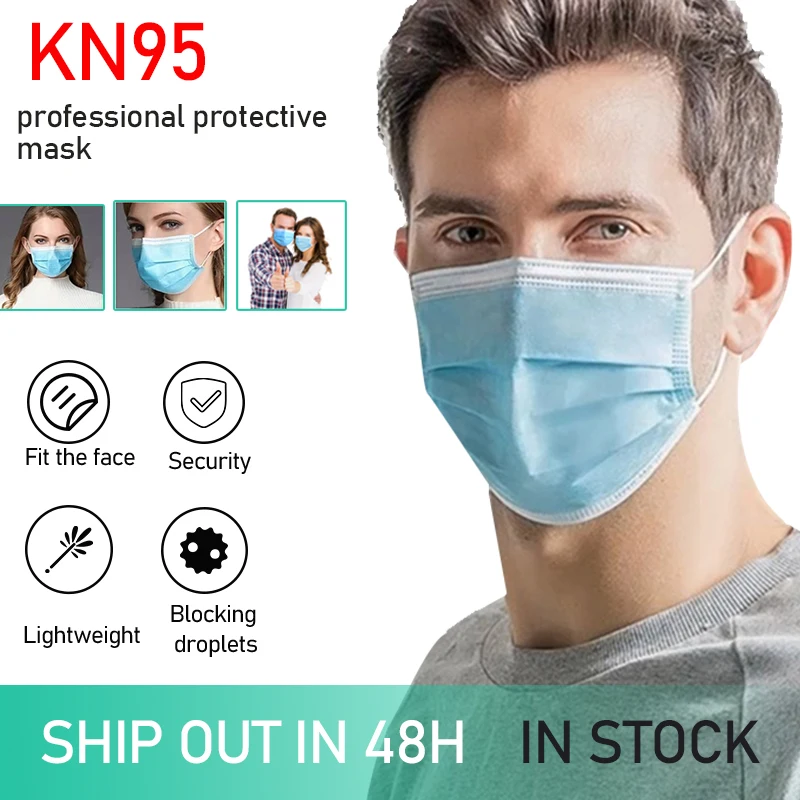 

50 pcs Disposable Mask Anti-dust Safe Breathable Mouth Mask Kids Adult Ear loop Face Filter Masks respirator Ahti Smog Face Mask