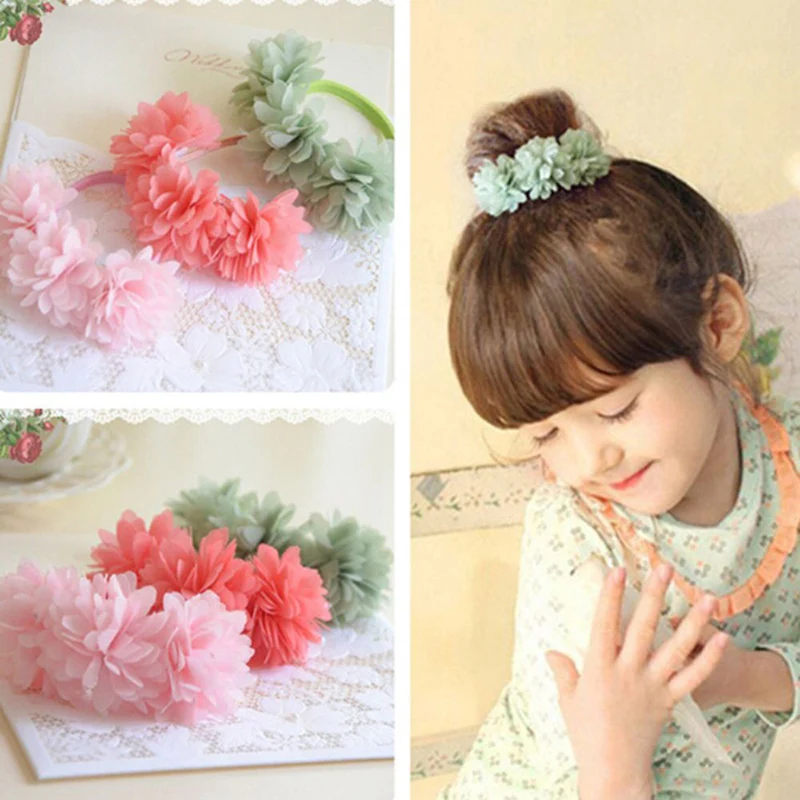 

1PC Multi-layer Flower Elastic Hair Bands Girls' Hair Ropes Tie Scrunchie Headband Kids Cute Rubber Bands Hair Accessories