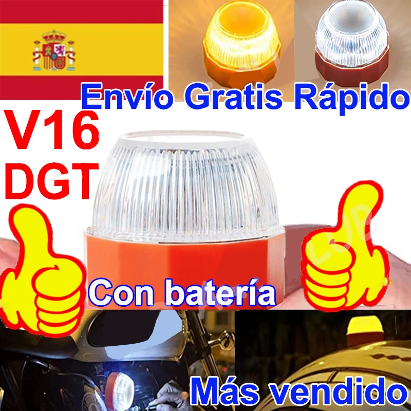HELP luz de emergencia LED V16 Dgt, luz estroboscópica de emergencia