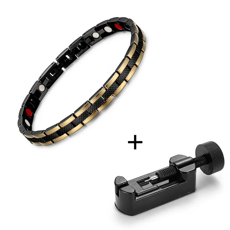 bracelet with adjust RainSo, Модный магнитный браслет из нержавеющей стали для женщин, биоэнергетические элементы, звенья цепи, браслеты, ювелирные изделия для здоровья - Окраска металла: bracelet with adjust